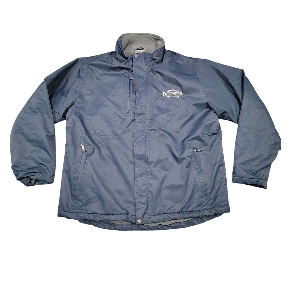 Partners Healthcare Jacket Mens L Navy Blue Water Resistant‎ Full Zip Outerwear